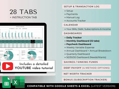 All-in-One Budget Template for Excel & Google Sheets (Track Any Currency)